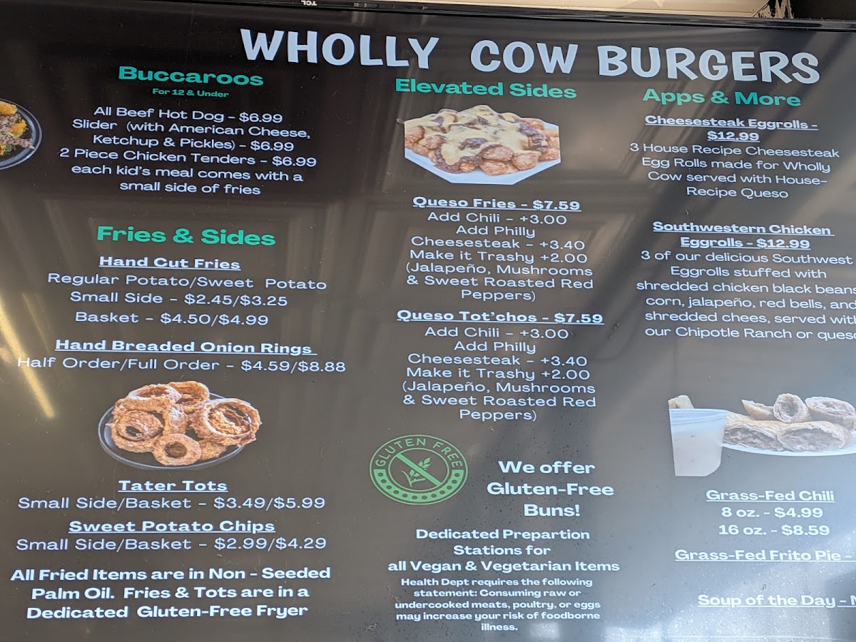 Wholly Cow Burgers Menu - Image 1